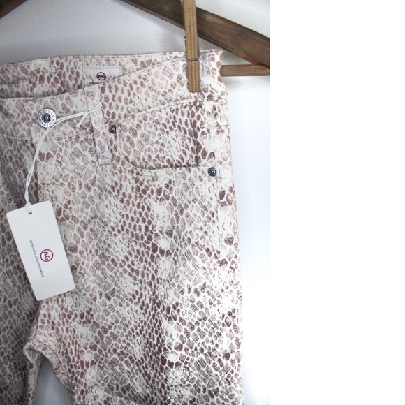 AG NWT Farrah Skinny Ankle Silk Python Ivory Dust Hued 24 00 - Picture 5 of 15